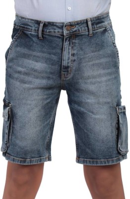 Barcelona Dyed/Washed Men Denim Light Blue Denim Shorts