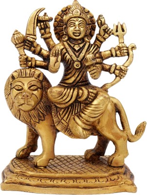 Rudra Centre Durga Brass Idol - Decorative Showpiece  -  13 cm(Brass, Gold)