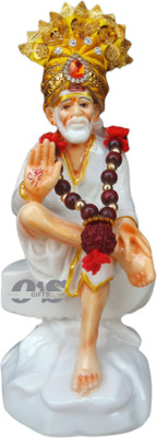 om sai toys Shirdi Sai Baba Murti Marble Dust Idol Statue for Pooja - 6 inch Decorative Showpiece  -  15.24 cm(Marble, White)