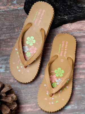 Ortho + Rest Women Women Orthopedic Doctor Soft Slipper | Pregnancy Non-Slip | Diabetic | Daily Use Slippers(Tan , 8)