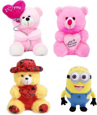 Ktkashish Toys Soft Balloon teddy, mono, yellow love cap with minion for gift (25-30 cm)  - 30 cm(Multicolor)