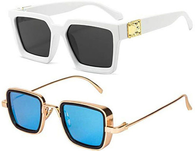 Aantic Rectangular Sunglasses(For Men, Blue)