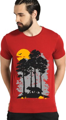 ADRO Printed Men Round Neck Red T-Shirt