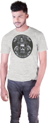 Go Get Print Printed Men Round Neck Grey T-Shirt