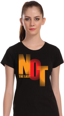 Hadwin Graphic Print Women Round Neck Black T-Shirt