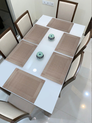Castle Decor Rectangular Pack of 6 Table Placemat(Brown, PVC)