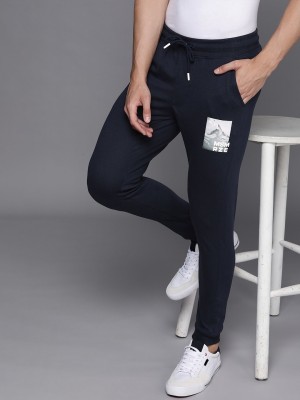 WROGN Solid Men Dark Blue Track Pants