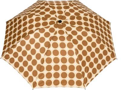 Bizarro.in 4 Fold Big Polka Dots Design Foldable Outdoor Umbrella For Men,Women,Boys&Girls Umbrella(Brown)