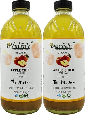 Farm Naturelle Glass Bottle Apple Cider Vinegar with Mother -500 ml pack of 2 combo Vinegar(2 x 0.5 kg)