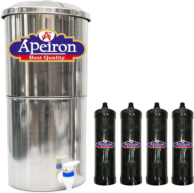 Apeiron Stainlesss Steel Water Filter 30L with 4 carbon Candles Bottom Loading Water Dispenser