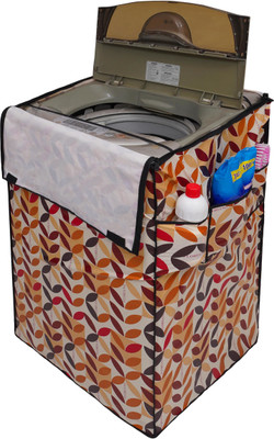 Glassiano Top Loading Washing Machine  Cover(Width: 58.44 cm, White & Brown)