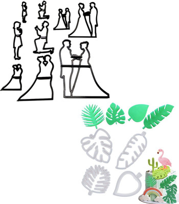 HOMEBAKERS MART Combo of Tropical Leaf Cutter and Fondant Couple Cutter Cookie Cutter(Pack of 2)