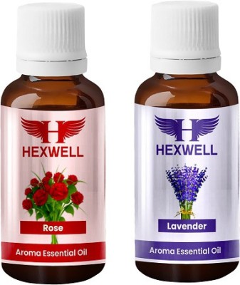 Hexwell Levender & Rose Essential Oil for Healthy Hair, Skin, Sleep, - Pure & Natural(10 ml)