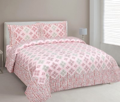 Mafatlal 144 TC Cotton Double Geometric Flat Bedsheet(Pack of 1, Pink)