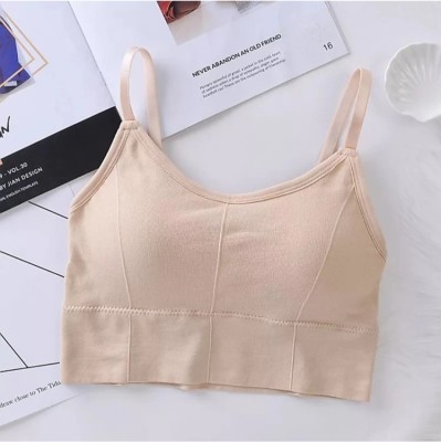 ZORWERN Women Cami Bra Lightly Padded Bra Women Cami Bra Lightly Padded Bra(Beige)