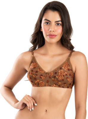 FIMS Women Cotton Bra, Full Coverage Non-Padded, Pack of 1, Brown Cup-B Women T-Shirt Non Padded Bra(Brown)