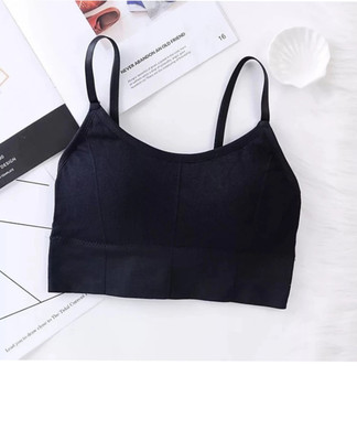 BRANKLY Women Cami Bra Lightly Padded Bra Women Cami Bra Lightly Padded Bra(Black)