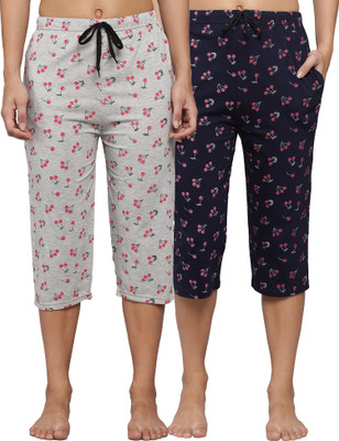 Fit N Fame Women Blue, Grey Capri