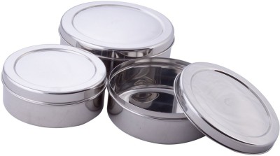 LEOSXA Stainless Steel Grocery Container  - 750 ml, 1200 ml, 1500 ml(Pack of 3, Silver)