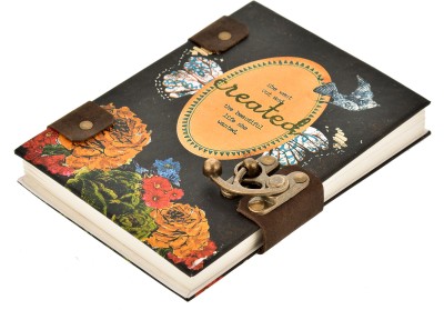 VINTAGE STORE Fling bird print and cross binding with lock A5 Diary Un-rulrd 200 Pages(Multicolor)