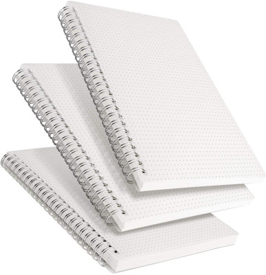INNAXA Dot Grid Notebook Spiral - Dotted Journal with 480 Pages,100gsm Thick Paper A5 Notebook Dotted 160 Pages(White, Pack of 3)