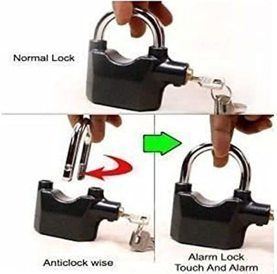 Rosario Sensor Alarm Lock. Security Smart Padlock Siren for Home,Office,Shop (Black) Door & Window Door Window Alarm(Siren)