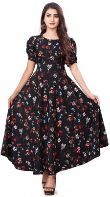 Sifoz Women A-line Multicolor Maxi/Full Length Dress
