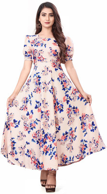 Sifoz Women A-line Multicolor Maxi/Full Length Dress