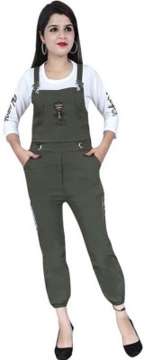 MYKUKI Women Dark Green Dungaree