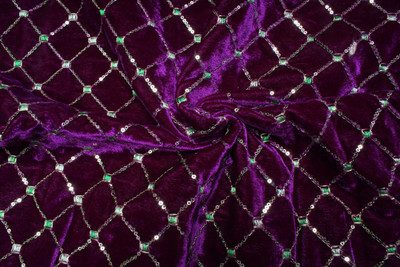 Durga Velvet Embellished Blouse Material