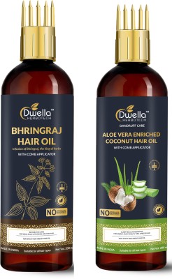DWELLA HERBOTECH Bhringraj Hair Oil & Aloe Vera Enriched Coconut Hair Oil - ( 200ml + 200ml ) Hair Oil(400 ml)