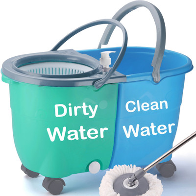 V-MOP Twin Double Bucket Mop Set-Series0054 Mop Set(Multicolor)
