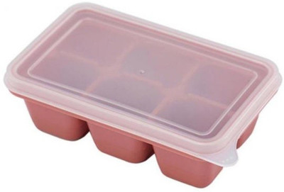 Frackson Mini Ice Cube Trays for Freezer with Lid Easy Release Silicone Bottom Pink Silicone Ice Cube Tray(Pack of1)
