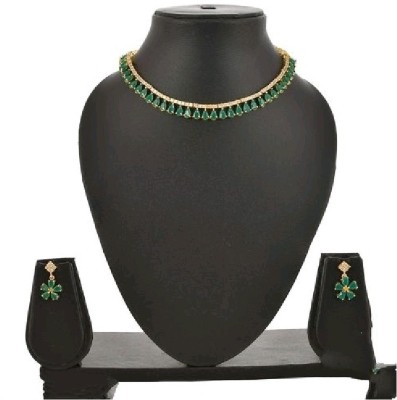 Shree Shyam Jewel Brass Rhodium Green Jewellery Set(Pack of 1)