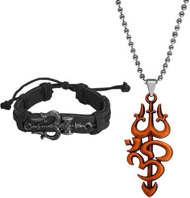 Shiv Jagdamba Metal, Zinc, Leather, Stainless Steel Rhodium Grey, Copper Jewellery Set(Pack of 1)