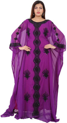 Classic Fashion Embroidered Georgette Chiffon Blend Women Kaftan