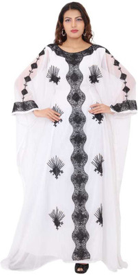 Classic Fashion Embroidered Georgette Chiffon Blend Women Kaftan