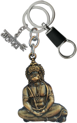 SHOKY LOOKS Double Side Hanuman Ji With Mahadev Along With Balck Hanging Lock Key Chain