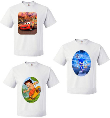 R and S Creations Boys & Girls Chhota Bheem Casual T-shirt T-shirt(white)