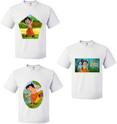 R and S Creations Boys & Girls Chhota Bheem Casual T-shirt T-shirt(White1)