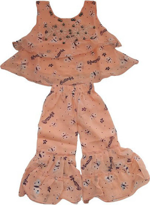 AR Trading Girls Party(Festive) Top Pant(Orange)