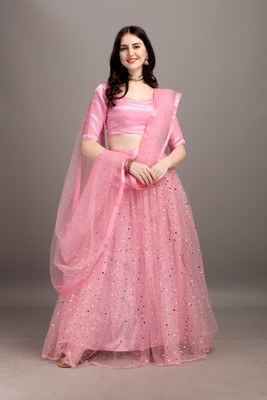 VEEDHRUMI Bandhani, Embroidered, Self Design, Digital Print Semi Stitched Lehenga Choli(Multicolor)