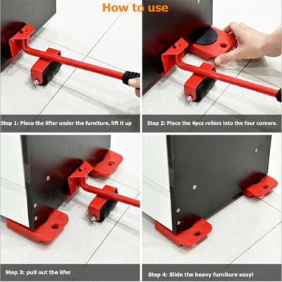 MoverTools Furniture Shifting Tool Set/ Lifter / Movers Appliance Furniture Caster Lever Tool(100 cm)