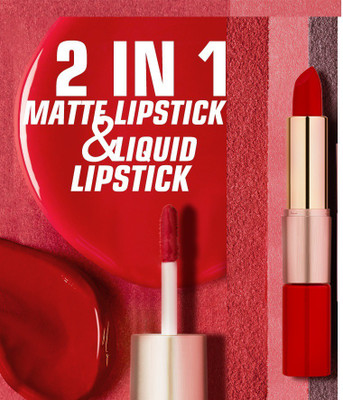 KAIASHA 2 in 1 Matte liquid Lipstick and Matte Lip gloss Makeup Moisturizing Lasting(RED, 10 g)