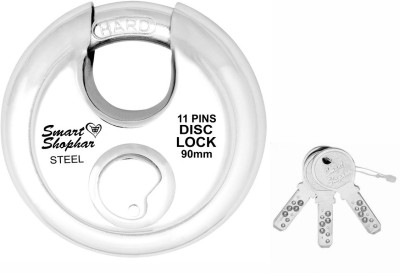Smart Shophar SLK80SL-DISK-UKSL90-P1 Steel Disc Ultra Keys Shutter Lock 90 mm, Pack of 1 Padlock(Silver)