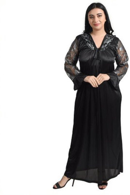 Fetify Women Nighty(Black)