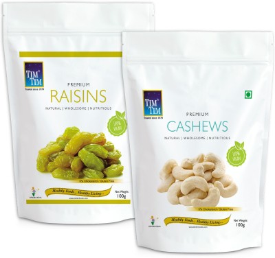 Tim Tim Premium Raisins 100g and Premium Cashew Nuts 100g, Raisins & Cashews(2 x 100 g)