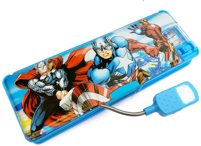 prisma collection Magnetic Pencil Box with LED Lamp Light & 2 Side Compartment for Girls & Boys Cartoon Art Plastic Pencil Box(Set of 1, Multicolor)