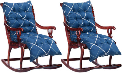 Heart Home Microfibre Geometric Chair Pad Pack of 2(Blue)