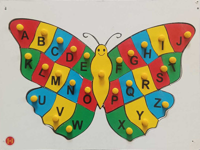 FireFlies Wooden Butterfly Aalphabet Puzzle With Nob Learning Board for kids(1 Pieces)